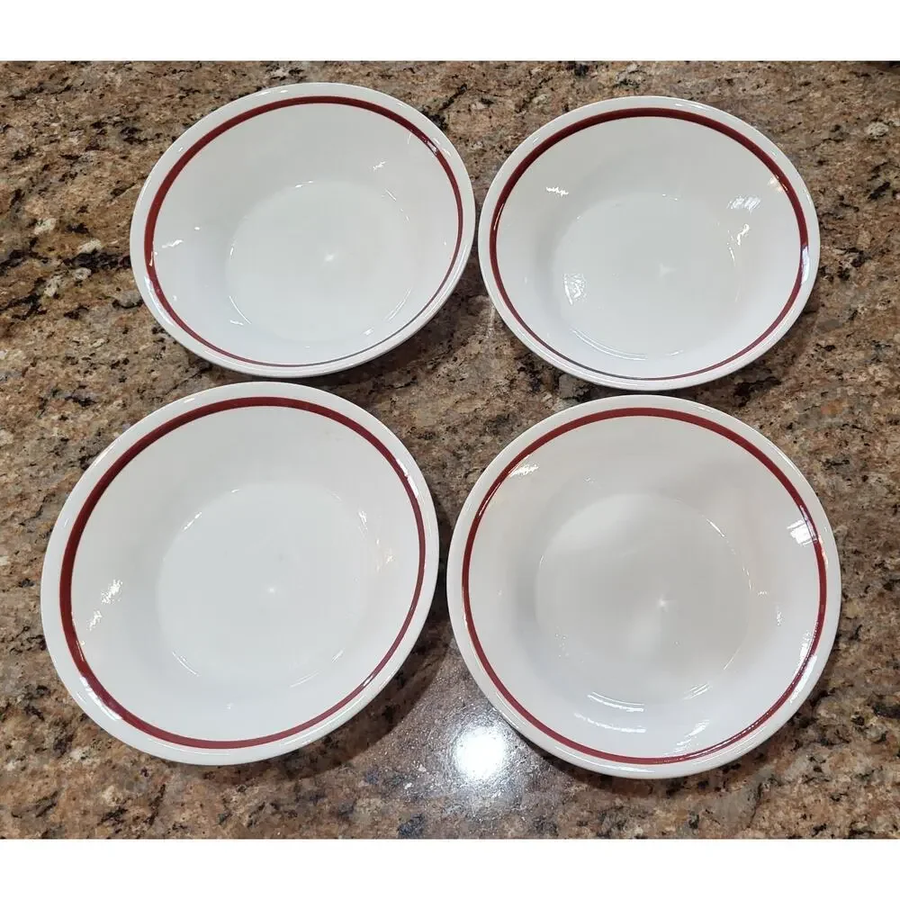 Vintage Hand-painted Lunastone Bowls Matching #1527 Forest Flowers (4 Set) 6.5